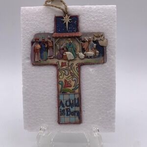 Jim Shore Heartwood Creek Cross Nativity Ornament 4008105 A Child Is Born Box